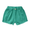 thumbnail image 1 of ZyeKqe Jeans for Toddler Girls Elastic High Waisted Distressed Ripped Denim Shorts Frayed Hem Summer Shorts, 1 of 5
