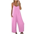 thumbnail image 1 of ZyeKqe Jumpsuits for Women Sleeveless Spaghetti Strap 1 Piece Rompers Wide Leg Long Pants Casual Loose Overalls, 1 of 6