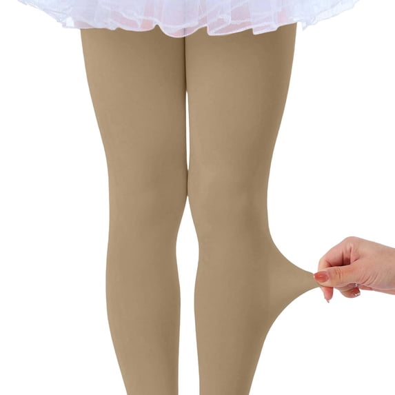ZyeKqe Kids Socks Solid Color Dance Tights Super Stretchy Footed Ballet Soft Breathable Footed for Girls Dance Daily Wear