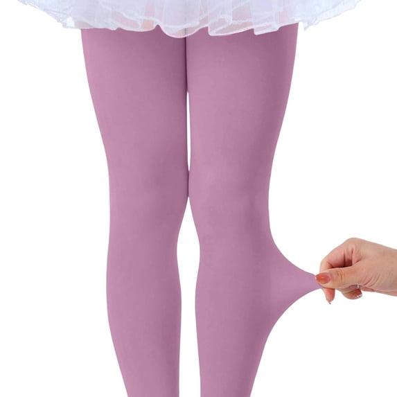 ZyeKqe Kids Socks Solid Color Dance Tights Super Stretchy Footed Ballet Soft Breathable Footed for Girls Dance Daily Wear