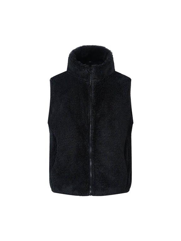 Kids Toddler Baby Boys Girls Fuzzy Fleece Vest Full Zip up Sleeveless Jackets Stand Collar Fall Winter Coat Outwear
