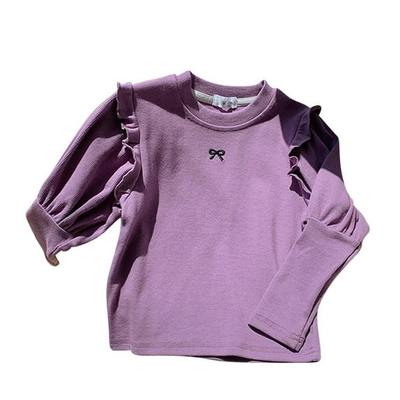 ZyeKqe Kids Toddler Baby Girls Cotton Tops Long Sleeve Turtleneck T-Shirt Solid Color Stretchy Basic Base Layer Undershirts