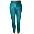 thumbnail image 1 of ZyeKqe Leather Pants for Women Stretchy High Waisted Skinny Pants Ankle Length Soft Tights, 1 of 4
