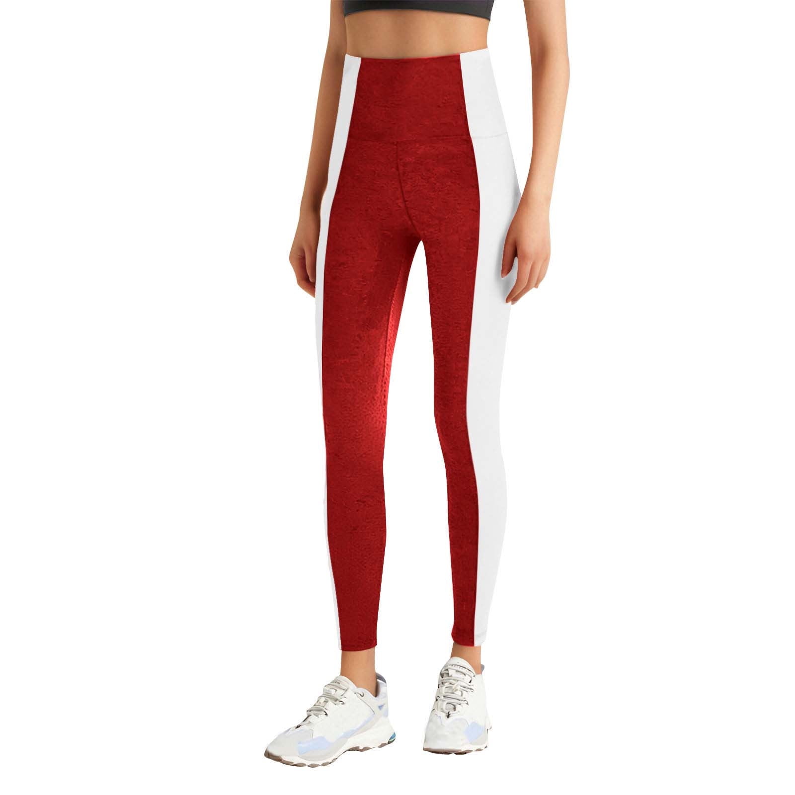 Women's High Waisted Tummy Control Leggings - Color Block Yoga Pants, No See Through, Workout Stretch