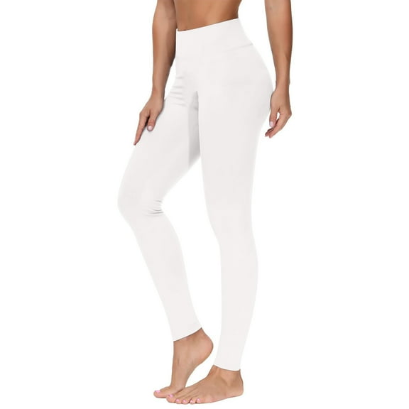 ZyeKqe Leggings for Women Stretchy High Waisted Yoga Pants Solid Color Full Length Soft Comfy Tights