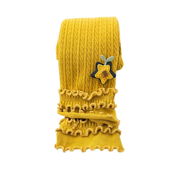 ZyeKqe Little Baby Girls Leggings Hight Waisted Ruffle Cute Pattern Knit Footless Tights Ankle Length Leggings for Kids