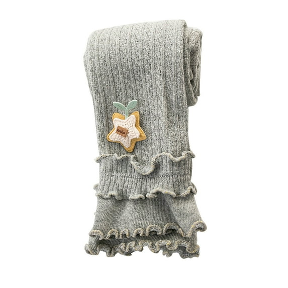 ZyeKqe Little Baby Girls Leggings Hight Waisted Ruffle Cute Pattern Knit Footless Tights Ankle Length Leggings for Kids