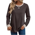 thumbnail image 1 of ZyeKqe Long Sleeve Shirts for Women Fall Winter Crewneck Pullover Top Solid Color Soft Comfy Going out Tops, 1 of 5