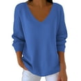 thumbnail image 1 of ZyeKqe Long Sleeve Shirts for Women V Neck Soft Cozy Pullover Tops Casual Fall Loose Fit Basic Lightweight Tops, 1 of 7