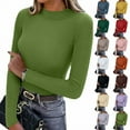 thumbnail image 1 of ZyeKqe Long Sleeve Tops Casual Slim Fitted Turtleneck Sweater Solid Color Base Layer Soft Pullover Tops, 1 of 8