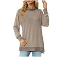 thumbnail image 1 of ZyeKqe Long Sleeve Tops for Women High Neck Shirts Side Split Going out Tops Loose Fitting Tees Top Blouses, 1 of 7