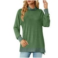 thumbnail image 1 of ZyeKqe Long Sleeve Tops for Women High Neck Shirts Side Split Going out Tops Loose Fitting Tees Top Blouses, 1 of 7