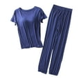thumbnail image 1 of ZyeKqe Lounge Sets for Women 2 Piece Pajama Set with Chest Pad Short Sleeve T Shirts Matching Pants, 1 of 6