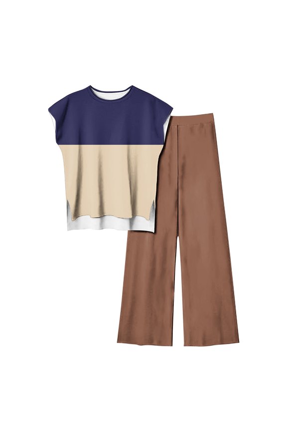 Lounge Sets for Women Plus Size 2 Piece Outfits Short Sleeve Pullover Tops Wide Leg Pants Loungewear Sets