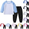 thumbnail image 1 of ZyeKqe Baby Boys Girls Clothes Fall Kids 2 Piece Sets Long Sleeve Crewneck Sweatshirt with Pants Color Block Outfits, 1 of 6