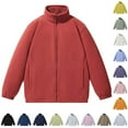 thumbnail image 1 of ZyeKqe Men's Fleece Jackets Long Sleeve Stand Collar Sports Coat Full Zip Outerwear Casual Jacket with Pockets, 1 of 4