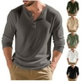 thumbnail image 1 of ZyeKqe Men's Long Sleeve Shirts Casual Buttons Crew Neck Soft Blouses Lightweight Solid Color Fall Tops, 1 of 10
