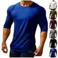thumbnail image 1 of ZyeKqe Mens Athletic Shirts Half Sleeve Crew Neck Loose Fitted Workout Basic Tees Summer Running Tops, 1 of 5