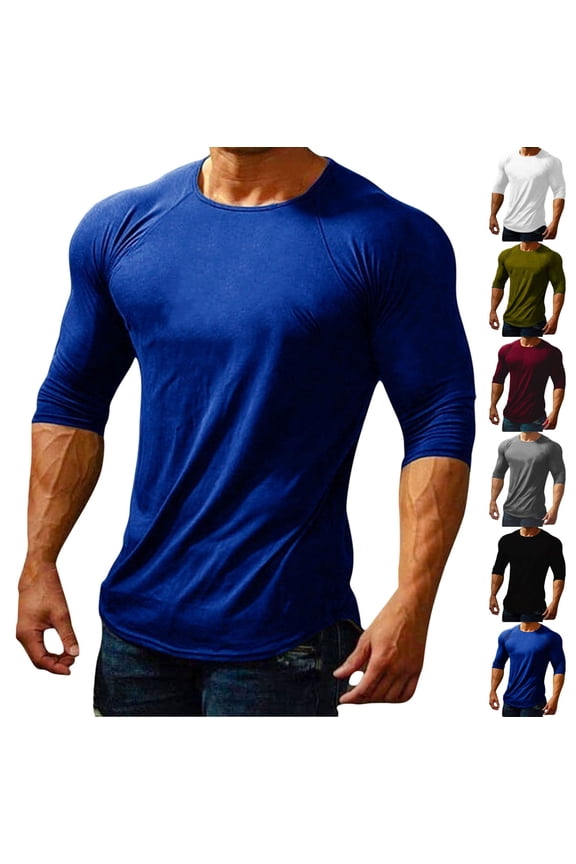 Mens Athletic Shirts Half Sleeve Crew Neck Loose Fitted Workout Basic Tees Summer Running Tops