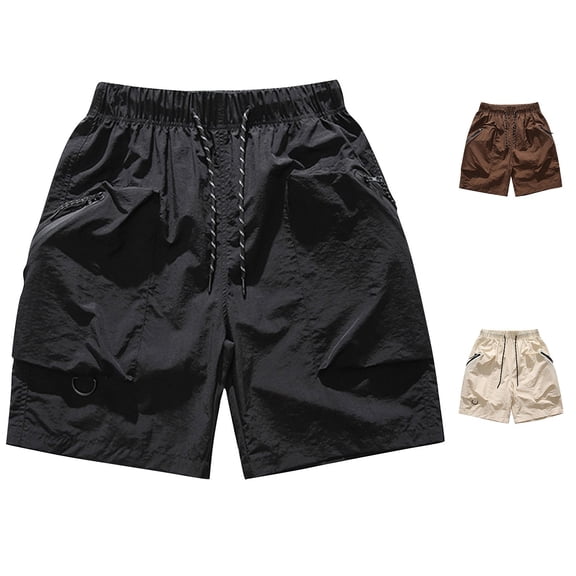 ZyeKqe Mens Cargo Shorts Drawstring High Waisted Casual Shorts Lightweight Quick Dry Summer Beach Shorts