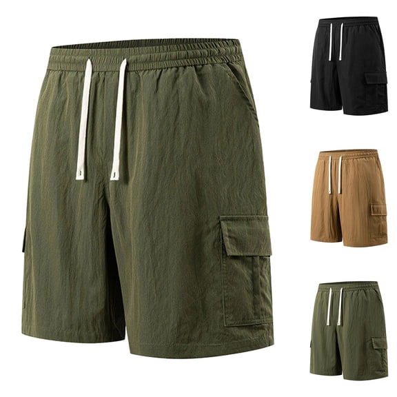 ZyeKqe Summer Shorts for Men Drawstring Low Waisted Lounge Shorts Solid Color Summer Beach Vacation Shorts