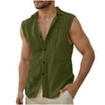 thumbnail image 1 of ZyeKqe Mens Cotton Linen Tank Tops Sleeveless Shirts Button down Collared Loose Fitted Summer Tops, 1 of 6
