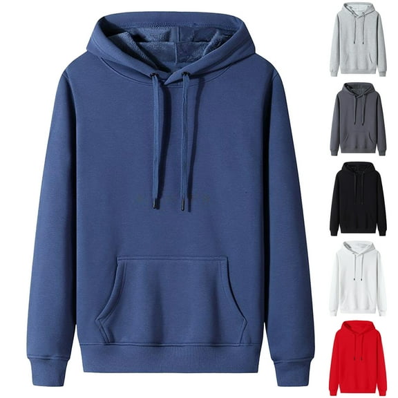 ZyeKqe Mens Hoodies Casual Fleece Long Sleeve Drawstring Pullover Tops Sherpa Lined Warm Hooded Sweatshirt with Pocket