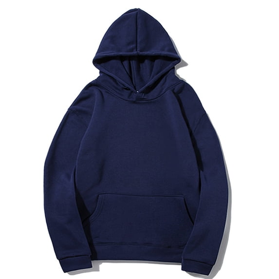 ZyeKqe Mens Hoodies Long Sleeve Fleece Lined Solid Basic [pullover Tops Unisex Drop Shoulder Sweatshirts