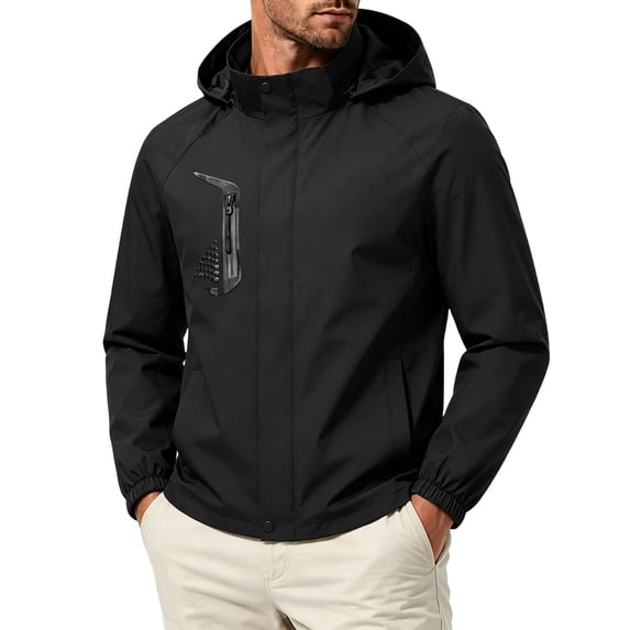 ZyeKqe Mens Jackets Full Zipper Hooded Casual Windbreak Workout Climbing Cycling Long Sleeve Outwear with Pockets