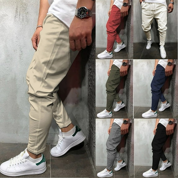 ZyeKqe Mens Pants Casual Casual Joggers Solid Color Lightweight Hiking Outdoor Drawstring Trackpants with Pockets