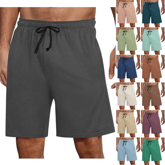 ZyeKqe Mens Shorts Elastic Waist Summer Casual Knee Length Lightweight Solid Color Outdoor Hiking Shorts