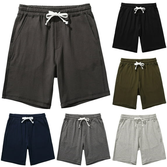 ZyeKqe Mens Sweat Shorts Knee Length Workout Gym Shorts Drawstring Lounge Shorts with Pockets