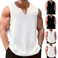 thumbnail image 1 of ZyeKqe Mens Tank Tops Notch V Neck Sleeveless Loose Fitted Summer Casual Vacation Beach Solid Color T-Shirts, 1 of 9