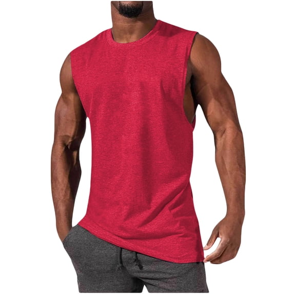 ZyeKqe Mens Tank Tops Sleeveless T Shirts Crewneck Solid Color Loose Fitting Muscle Tees Shirt
