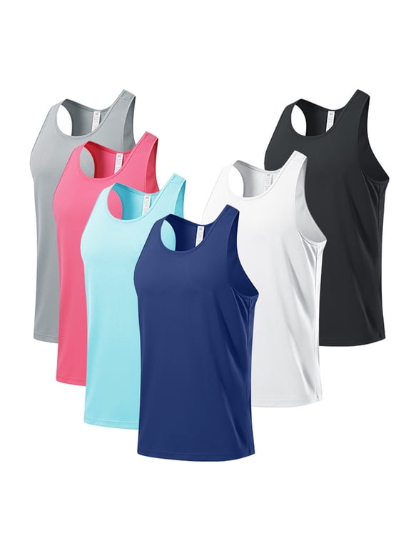 Mens Workout Tank Top Racerback Sleeveless Shirts Scoop Neck Loose Fitted Yoga Running Shirts