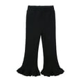 thumbnail image 1 of ZyeKqe Newborn Baby Girls Flare Pants Stretchy High Waisted Pants Ribbed Knit Ruffle Hem Bell Bottom Trousers, 1 of 2