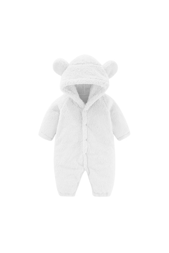 Newborn Baby Rompers Footie Snowsuit Baby Girls Boys Winter Warm Hooded Jumpsuits Outfits