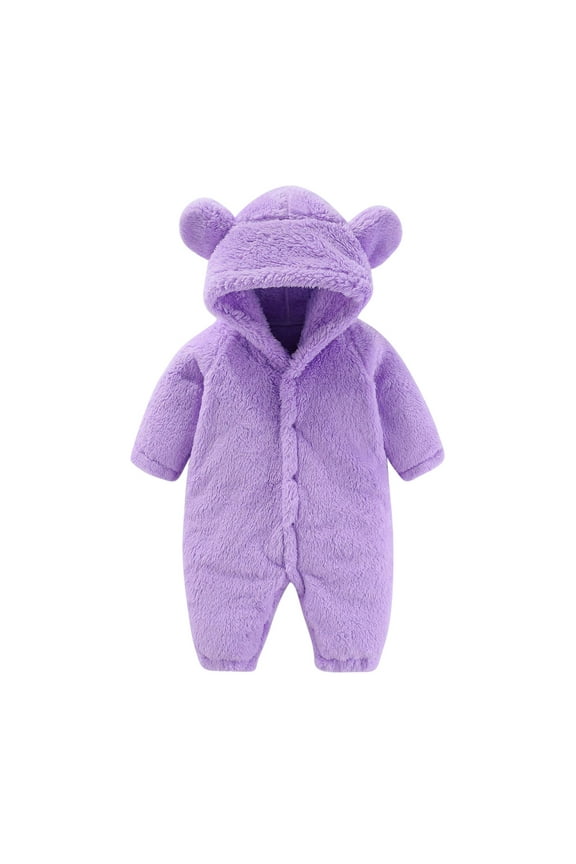 Newborn Baby Rompers Footie Snowsuit Baby Girls Boys Winter Warm Hooded Jumpsuits Outfits