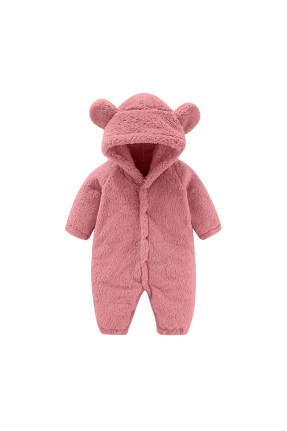 Newborn Baby Rompers Footie Snowsuit Baby Girls Boys Winter Warm Hooded Jumpsuits Outfits