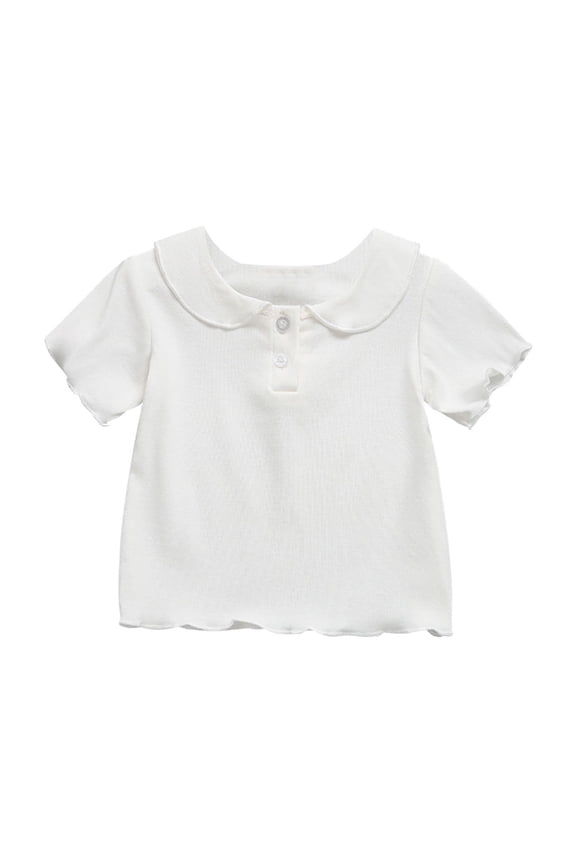 Newborn Infant Baby Girls Clothes Infant Short Sleeve T Shirts Ruffle Crewneck Comfy Blouses Top