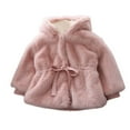 thumbnail image 1 of ZyeKqe Newborn Infant Baby Girls Winter Coat Fuzzy Fleece Long Sleeve Hooded Jackets Plush Warm Outwear, 1 of 9