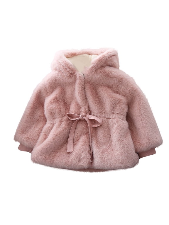 Newborn Infant Baby Girls Winter Coat Fuzzy Fleece Long Sleeve Hooded Jackets Plush Warm Outwear