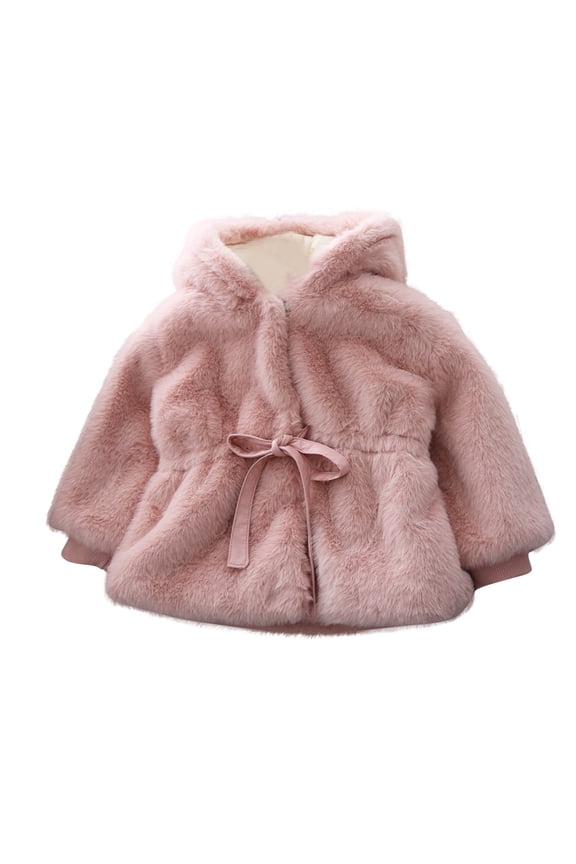 Newborn Infant Baby Girls Winter Coat Fuzzy Fleece Long Sleeve Hooded Jackets Plush Warm Outwear