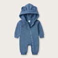 thumbnail image 1 of ZyeKqe Newborn Rompers Full Zipper Hooded Long Sleeve Cotton Casual Comfy Fall Winter Warm Loungewear Jumpsuits for Toddlers(3-6 Months,Blue), 1 of 9