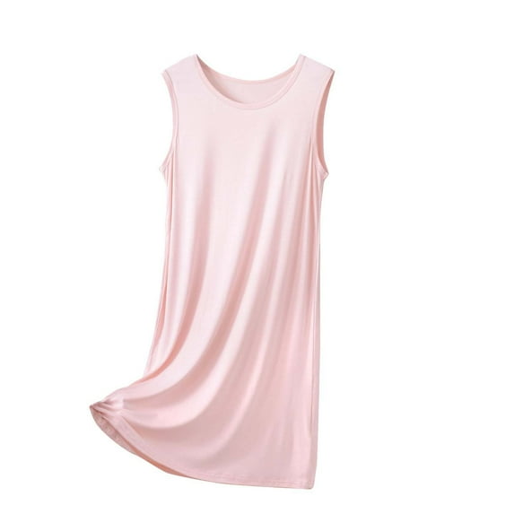ZyeKqe Nightgown for Women Sleeveless Sleep Shirts Crewneck Nightshirt Soft Comfy Sleepwear Loungewear