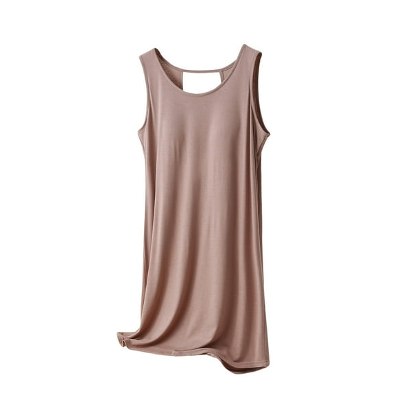 ZyeKqe Nightgown for Women with Built in Bra Soft Tank Nightshirt Summer Sleeveless Nightdress Comfy Sleepwear Sleep Shirts
