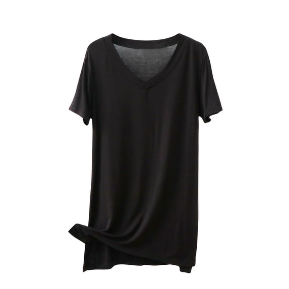 ZyeKqe Nightgowns for Women Short Sleeve Pajama Shirt Soft Sleep Dress Sleepshirt Loungewear Nightshirt
