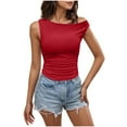 thumbnail image 1 of ZyeKqe Off Shoulder Tops for Women Summer Sleeveless Shirts Stretchy Slim Fitted Basic Going out Tops, 1 of 8