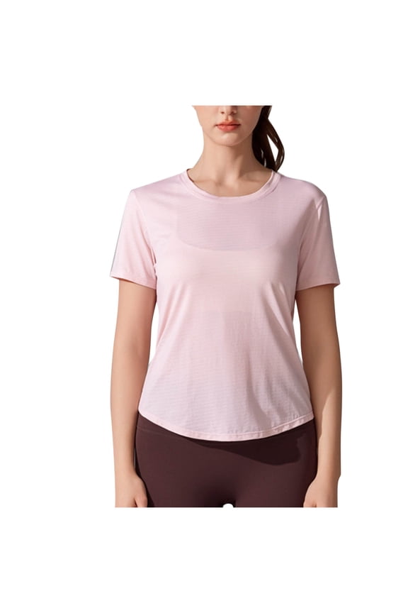 Open Back Workout Tops for Women Lightweight Quick Dry Athletic Shirts Short Sleeve Running Gym Yoga Top