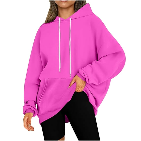 ZyeKqe Oversized Hoodies for Women Long Sleeve Top Drawstring Hooded Sweatshirts with Pocket Loose Fitted